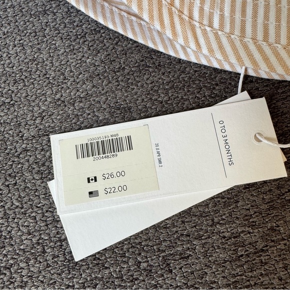 Janie and Jack Beige Striped Baby Boy Bucket Hat Palm Embroidered 0-3M NWT - Picture 5 of 6